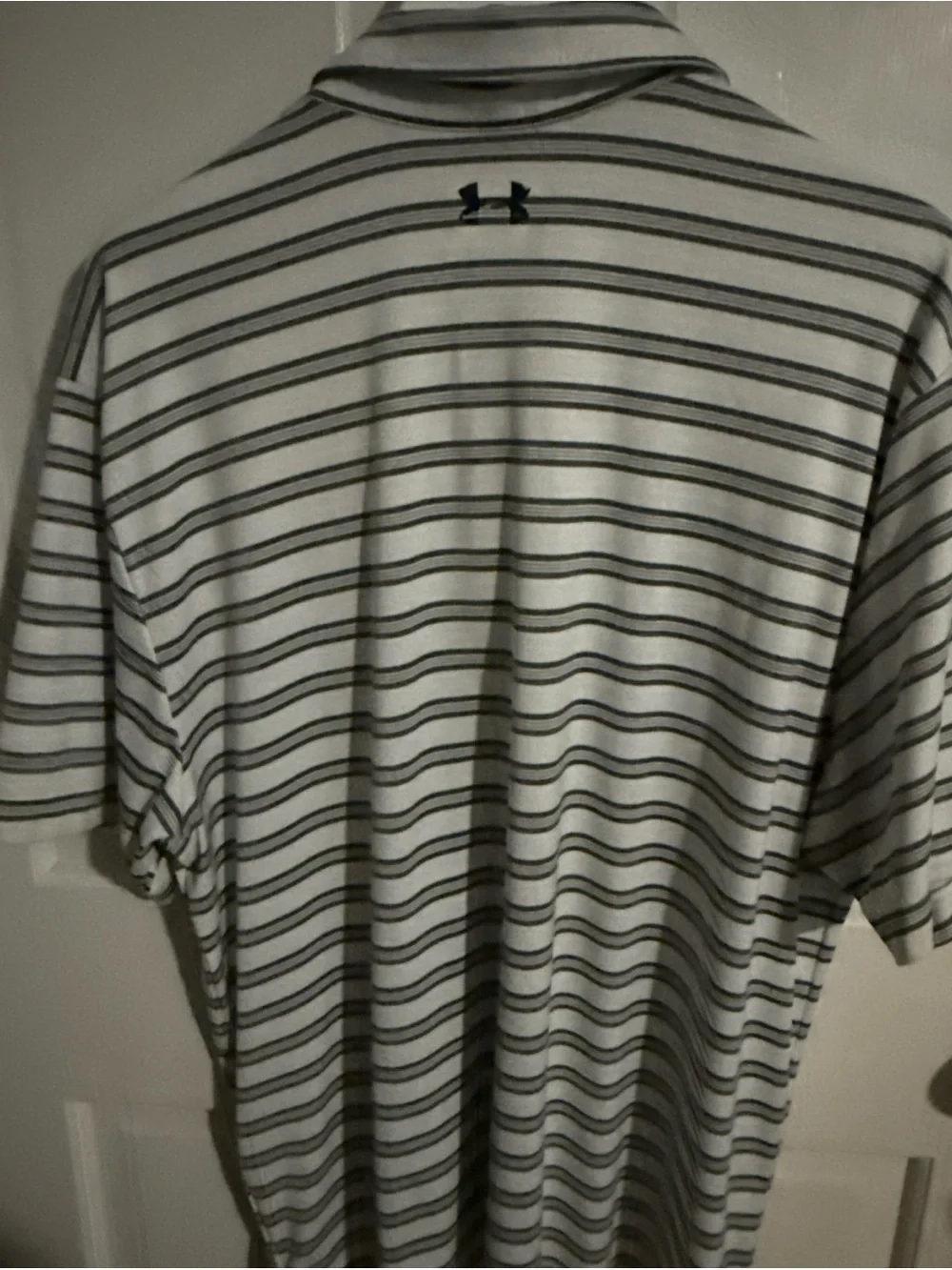 Under Armour Men's White Polo with Gray Stripes